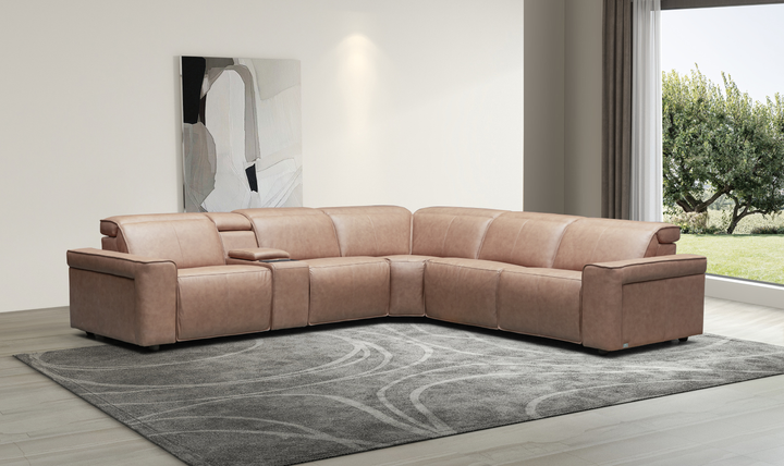 Klaussner Leonardo 6 Pieces Power Recliner Leather Sectional Sofa