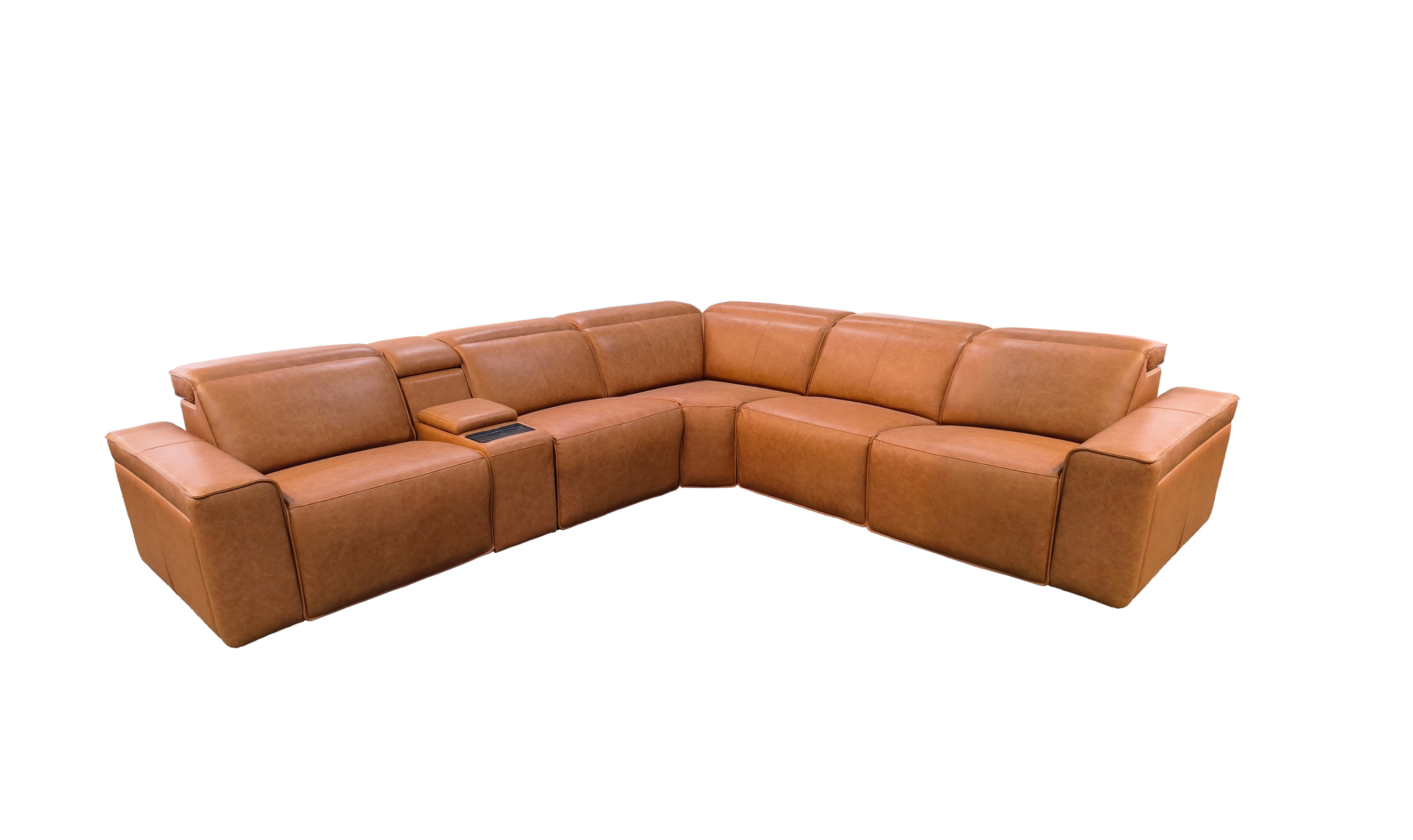 Klaussner Leonardo 6 Pieces Power Recliner Leather Sectional Sofa-Jennifer Furniture