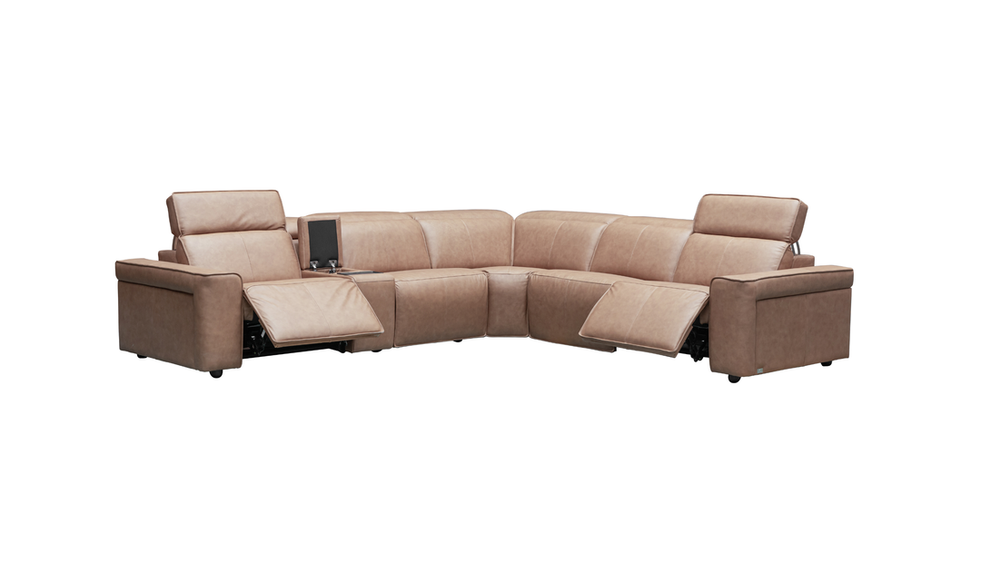 Klaussner Leonardo 6 Pieces Power Recliner Leather Sectional Sofa