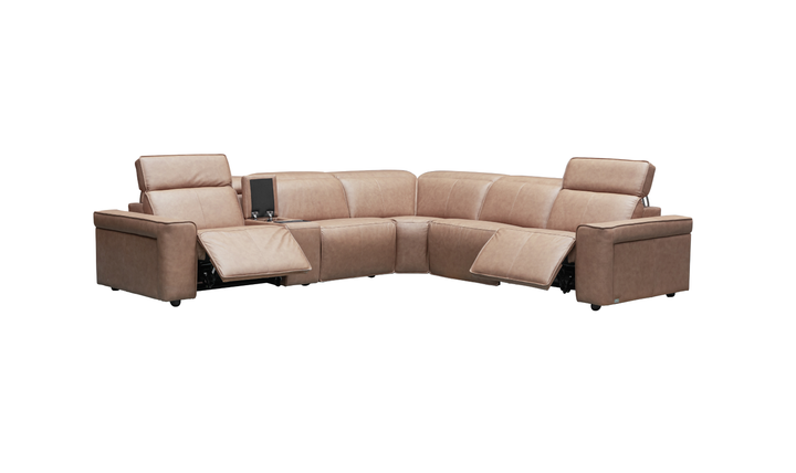 Klaussner Leonardo 6 Pieces Power Recliner Leather Sectional Sofa
