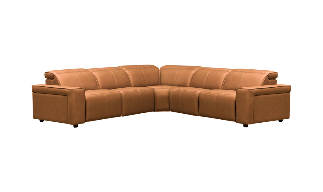 Klaussner Leonardo 6 Pieces Power Recliner Leather Sectional Sofa-Jennifer Furniture