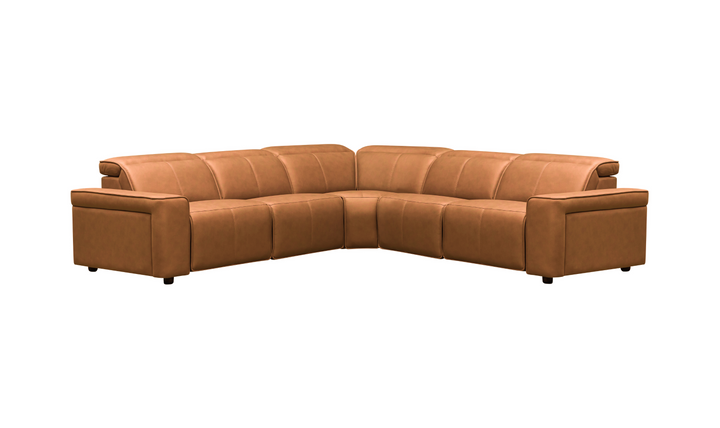 Klaussner Leonardo 6 Pieces Power Recliner Leather Sectional Sofa-Jennifer Furniture