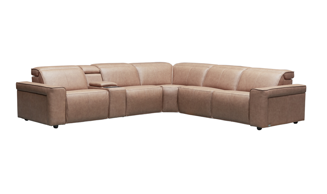 Klaussner Leonardo 6 Pieces Power Recliner Leather Sectional Sofa