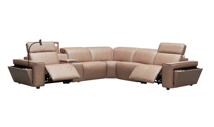 Klaussner Leonardo 6 Pieces Power Recliner Leather Sectional Sofa