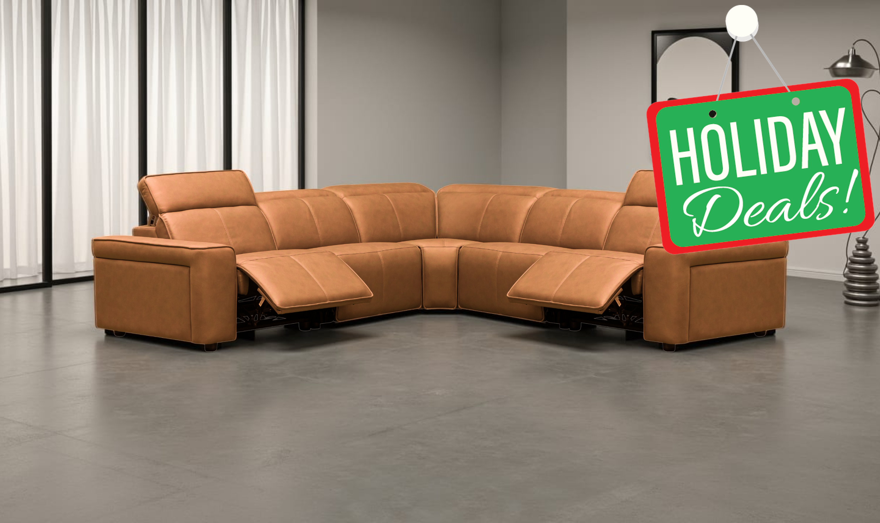 Klaussner Leonardo 6 Pieces Power Recliner Leather Sectional Sofa-Jennifer Furniture