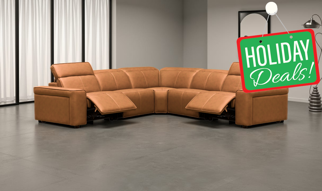 Klaussner Leonardo Power Recliner Leather Sectional Sofa (6 Pieces