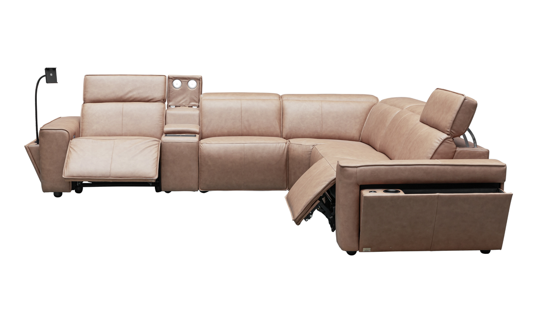 Klaussner Leonardo 6 Pieces Power Recliner Leather Sectional Sofa