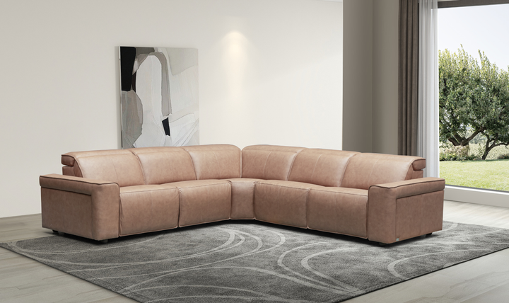 Klaussner Leonardo 6 Pieces Power Recliner Leather Sectional Sofa