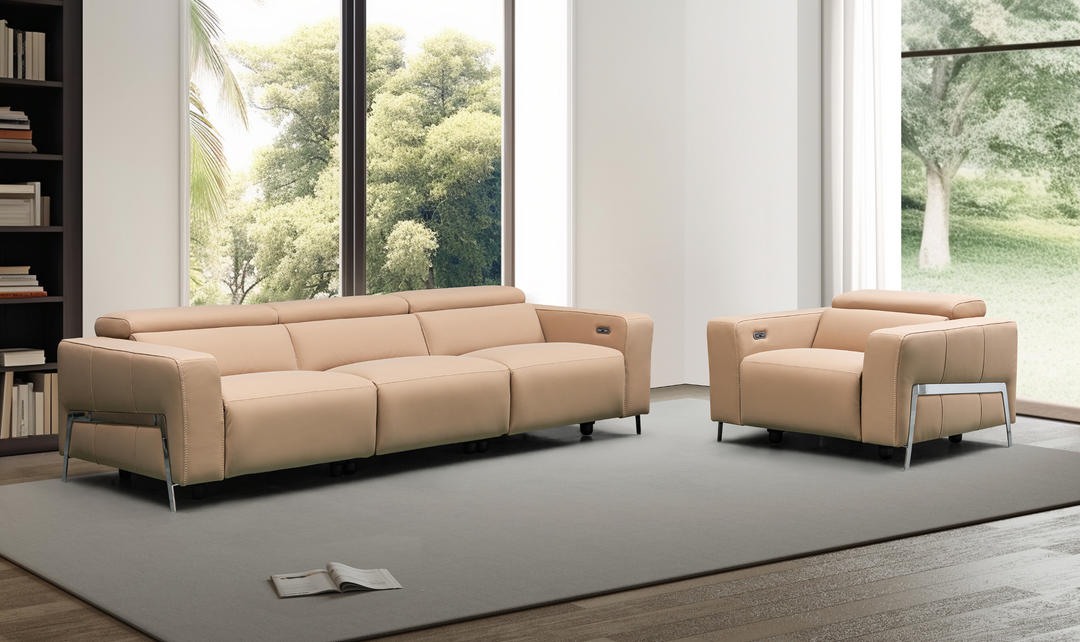 Klaussner Luca Leather Power Reclining Living Room Set in Camel