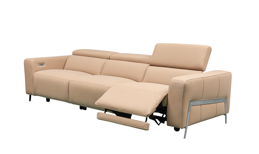 Klaussner Luca Leather Power Reclining Living Room Set in Camel