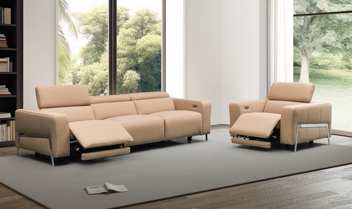 Klaussner Luca Leather Power Reclining Living Room Set in Camel