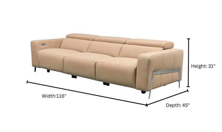 Klaussner Luca Leather Power Reclining Living Room Set in Camel