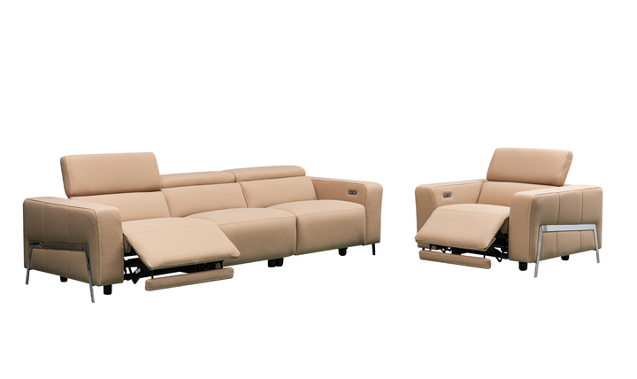Klaussner Luca Leather Power Reclining Living Room Set in Camel