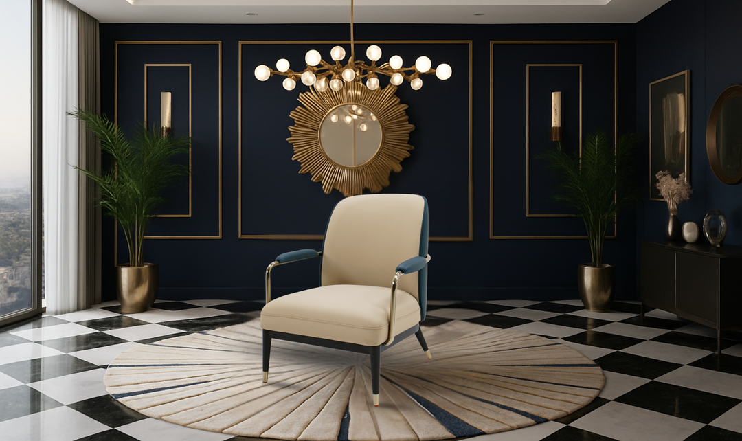 Klaussner Lusso Leisure Leather Chair in Champagne Gold