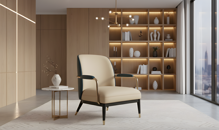 Klaussner Lusso Leisure Leather Chair in Champagne Gold