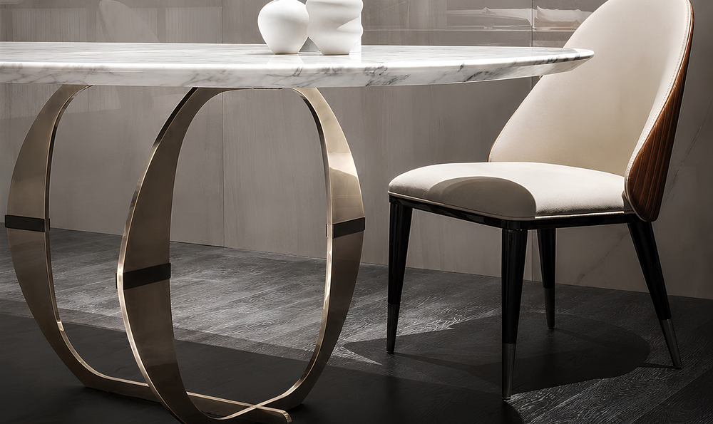 Klaussner Milano Luxury Marble Top Dining Table with Sculptural Pedestal Base - Jennifer Furniture