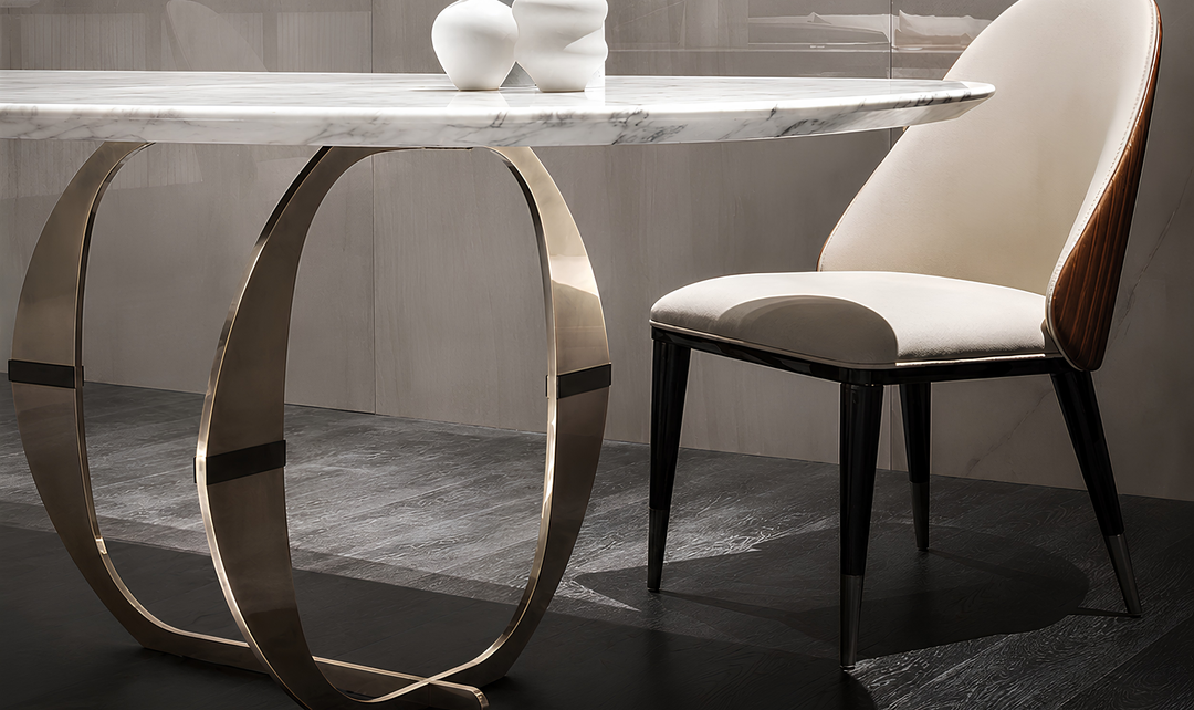 Klaussner Milano Luxury Marble Top Dining Table with Sculptural Pedestal Base - Jennifer Furniture