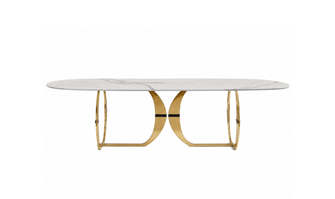 Klaussner Milano Luxury Marble Top Dining Table with Sculptural Pedestal Base - Jennifer Furniture