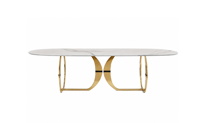 Klaussner Milano Luxury Marble Top Dining Table with Sculptural Pedestal Base - Jennifer Furniture