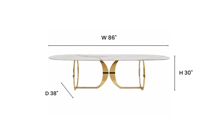 Klaussner Milano Luxury Marble Top Dining Table with Sculptural Pedestal Base - Jennifer Furniture