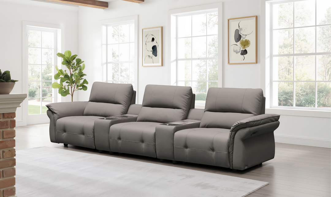 Klaussner Montello DOUBLE POWER RECLINING SOFA WITH 2 CONSOLES-jennifer Furniture