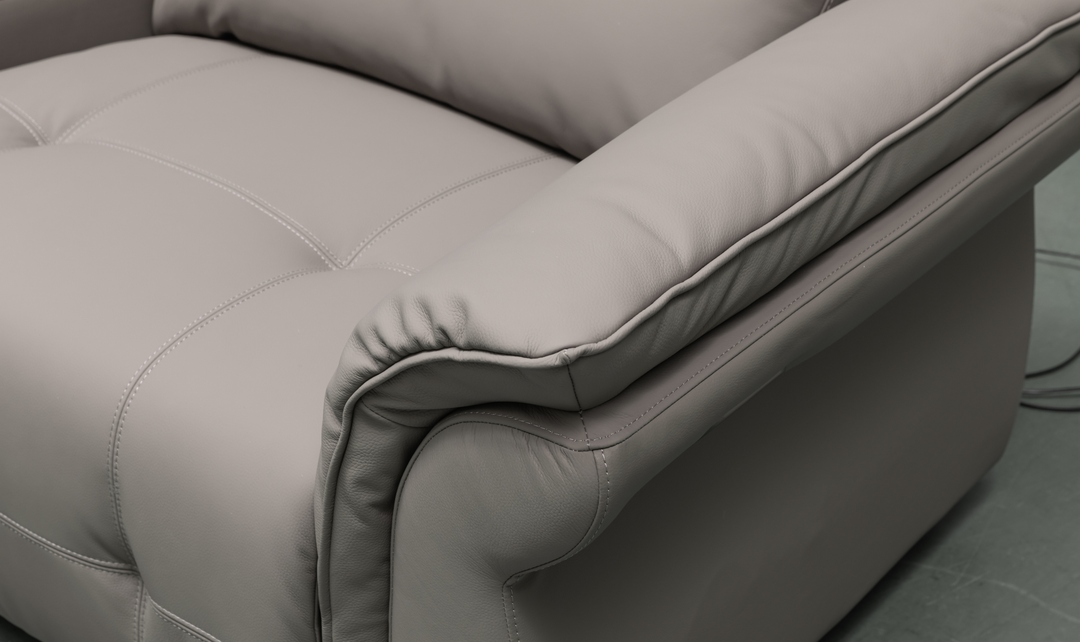 Klaussner Montello  Leather Triple Power Reclining Sofa With 2 Consoles
