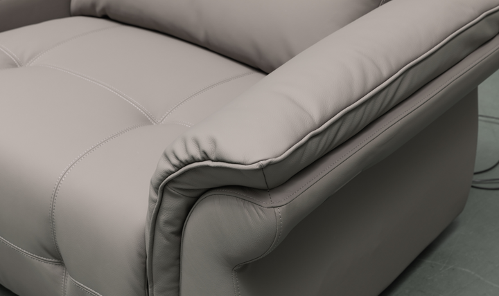 Klaussner Montello  Leather Triple Power Reclining Sofa With 2 Consoles