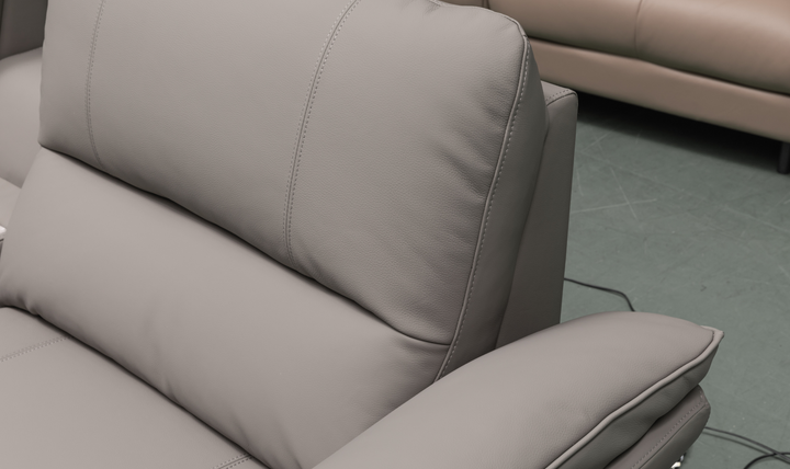 Klaussner Montello  Leather Triple Power Reclining Sofa With 2 Consoles