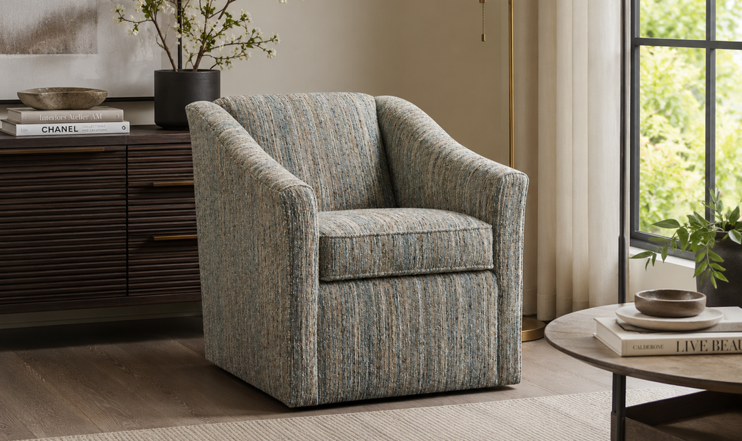 Klaussner Norwood Fabric Swivel Accent Chair with Flared Arms - Jennifer Furniture