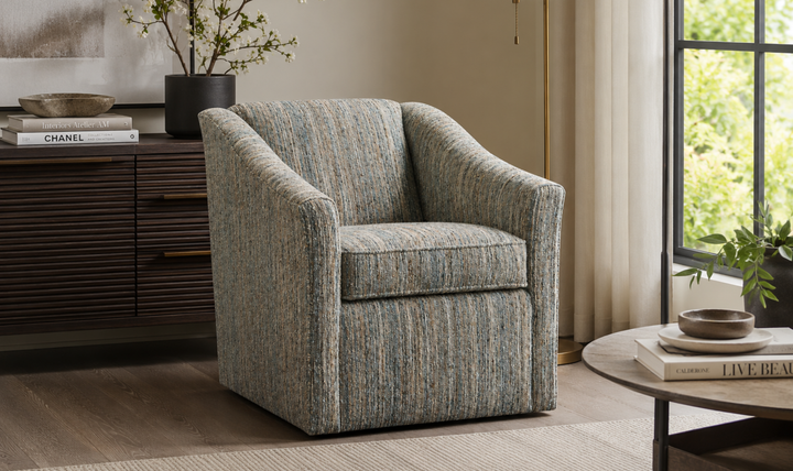 Klaussner Norwood Fabric Swivel Accent Chair with Flared Arms - Jennifer Furniture