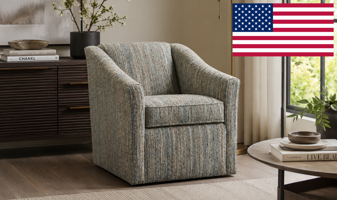 Klaussner Norwood Fabric Swivel Accent Chair with Flared Arms - Jennifer Furniture