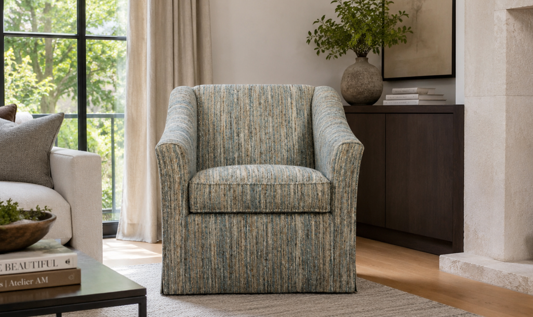 Klaussner Norwood Fabric Swivel Accent Chair with Flared Arms - Jennifer Furniture
