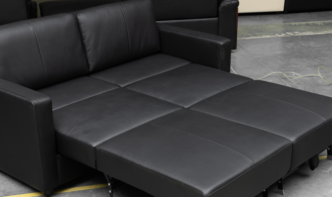 Klaussner Cuddle Queen Leather Sleeper Sofa With Cloud Fold Function