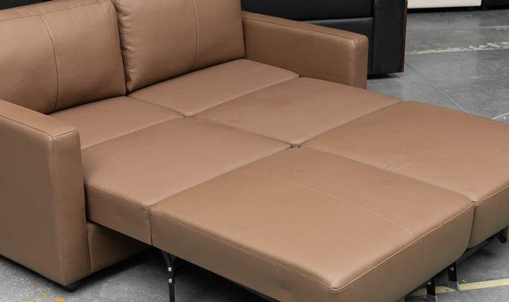 Klaussner Cuddle Queen Leather Sleeper Sofa With Cloud Fold Function