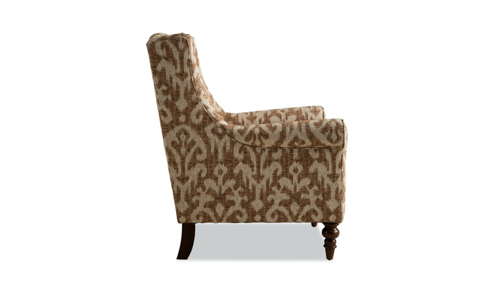 Klaussner Oakmont Living Fabric Accent Chair with Wingback Design & Turned Wood Legs - Jennifer Furniture