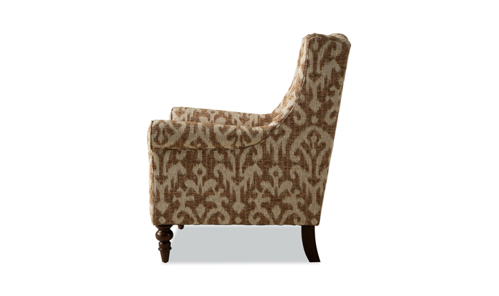 Klaussner Oakmont Living Fabric Accent Chair with Wingback Design & Turned Wood Legs - Jennifer Furniture