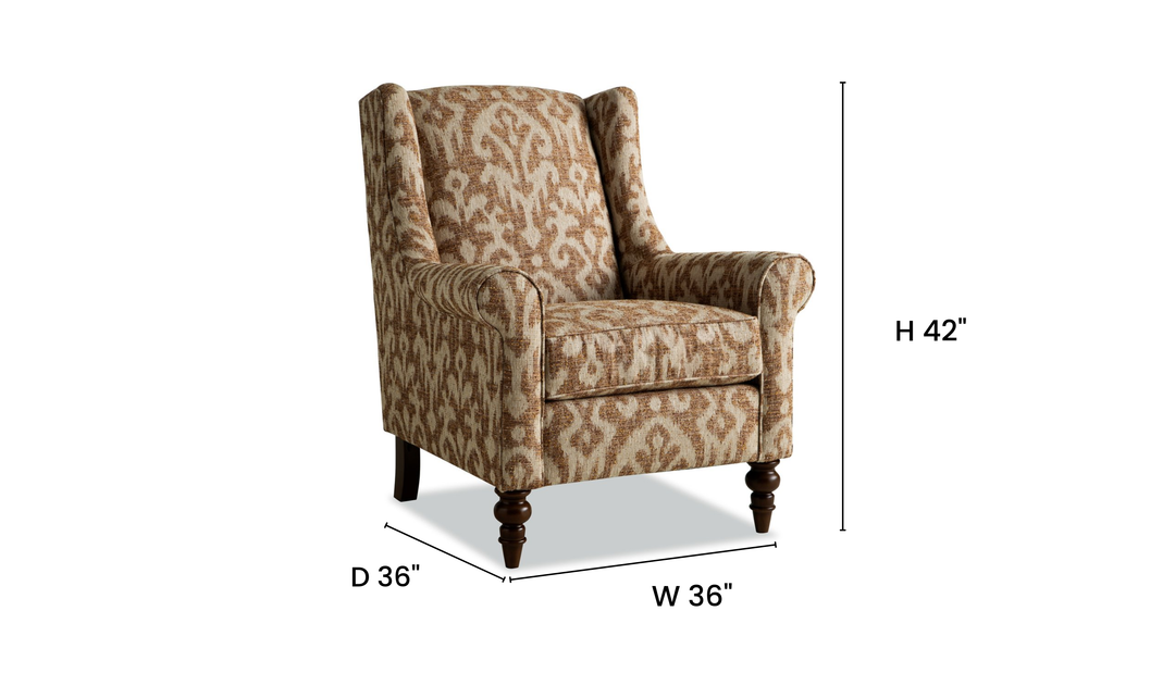 Klaussner Oakmont Living Fabric Accent Chair with Wingback Design & Turned Wood Legs - Jennifer Furniture