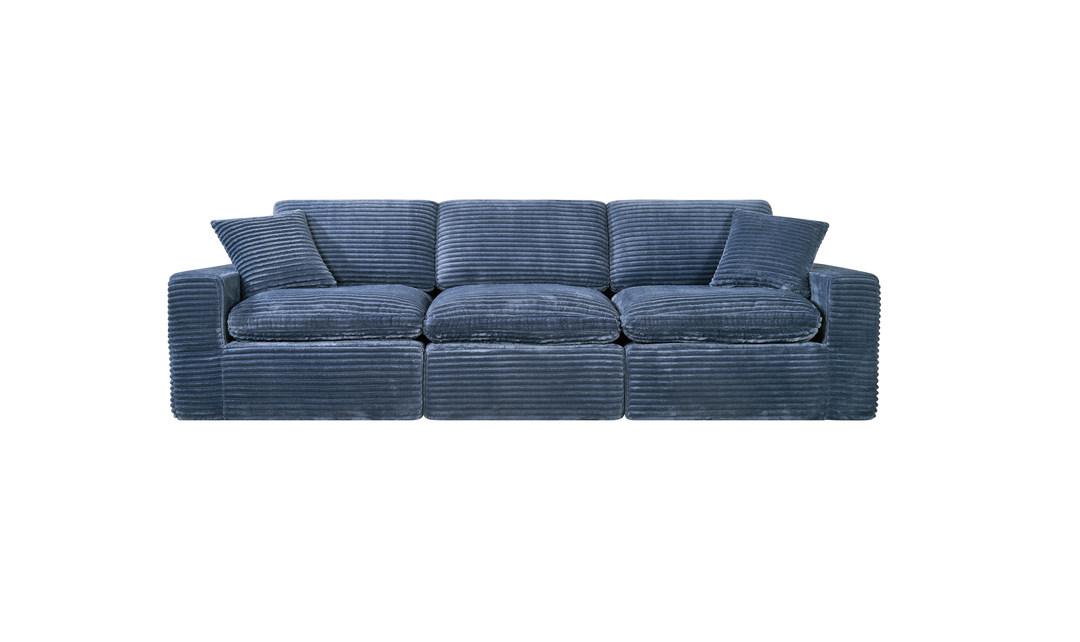 Klaussner Pacis 3-Seater Fabric Dark Blue Sofa with Ottoman-Jennifer Furniture