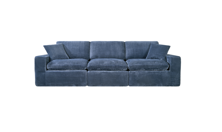 Klaussner Pacis 3-Seater Fabric Dark Blue Sofa with Ottoman-Jennifer Furniture