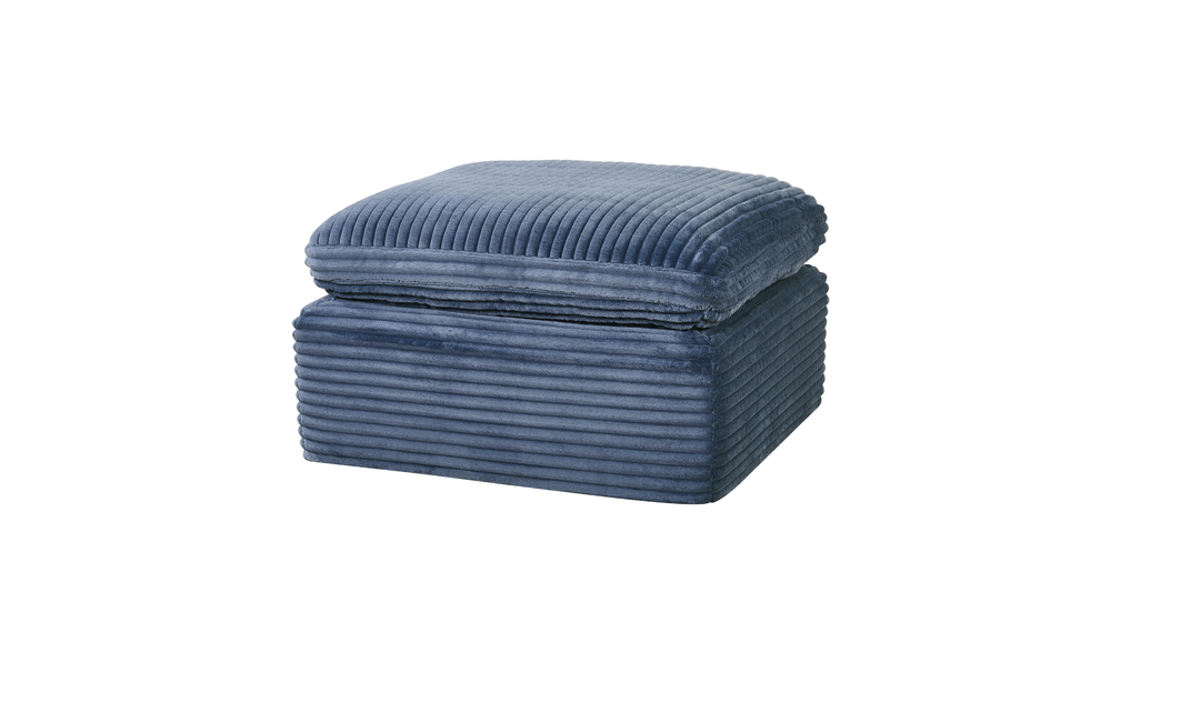 Klaussner Pacis 3-Seater Fabric Dark Blue Sofa with Ottoman-Jennifer Furniture