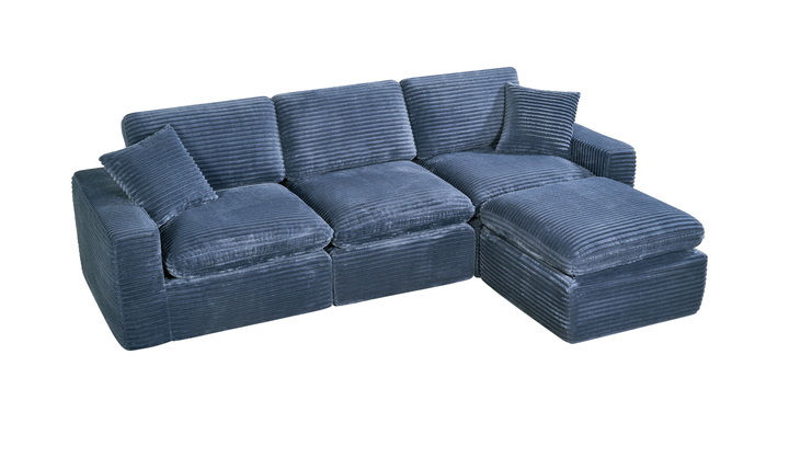 Klaussner Pacis 3-Seater Fabric Dark Blue Sofa with Ottoman