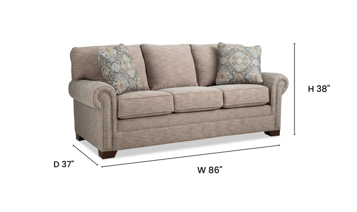 Klaussner Artisan Collection - Fabric Roll Arm Nailhead
