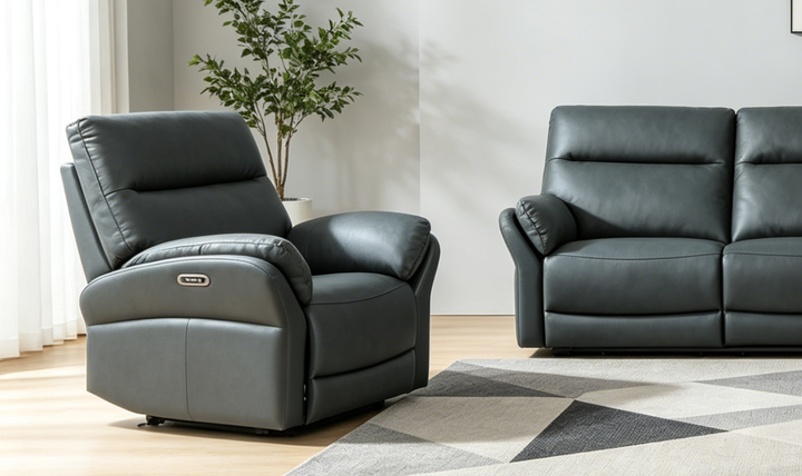 Klaussner Ravello Leather Reclining Chair with USB Port-Jennifer Furniture