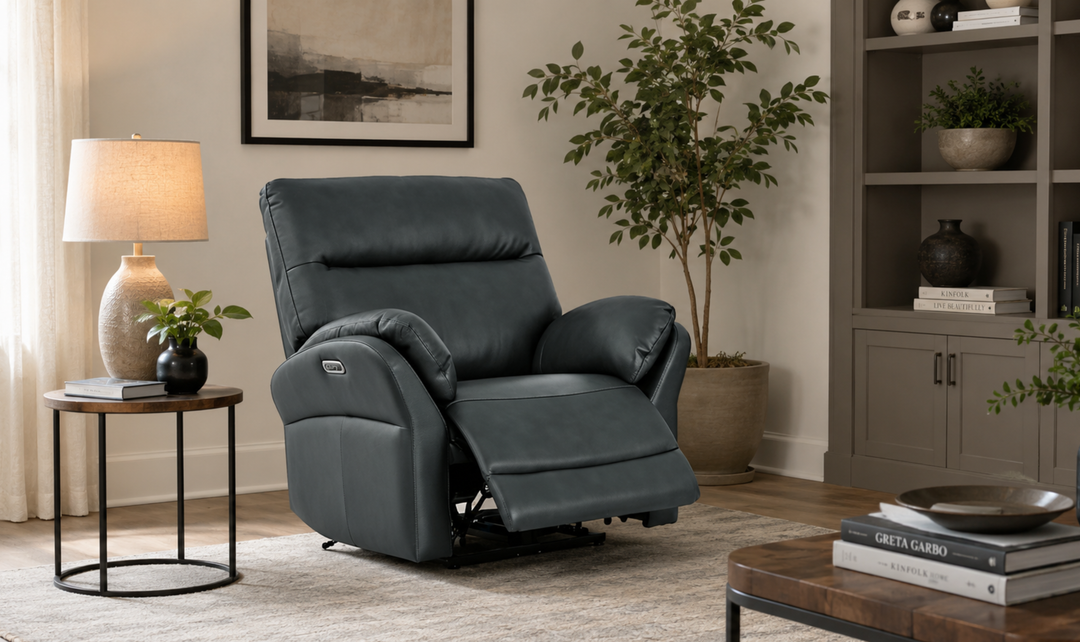 Klaussner Ravello Leather Reclining Chair with USB Port-Jennifer Furniture