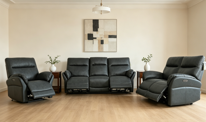 Klaussner Ravello Leather Reclining Living Room Set with USB Port