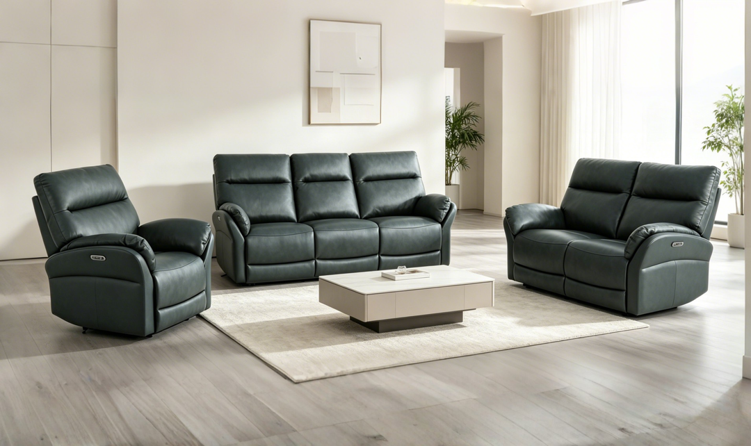 Klaussner Ravello Leather Reclining Sofa with USB Port