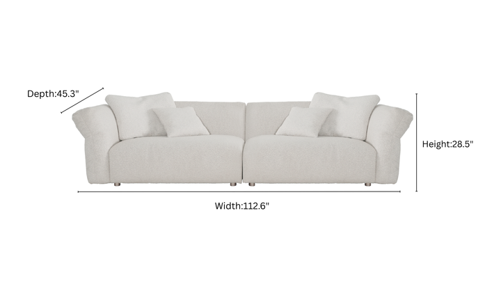 Klaussner Rilasso White Fabric Sofa-Jennifer Furniture