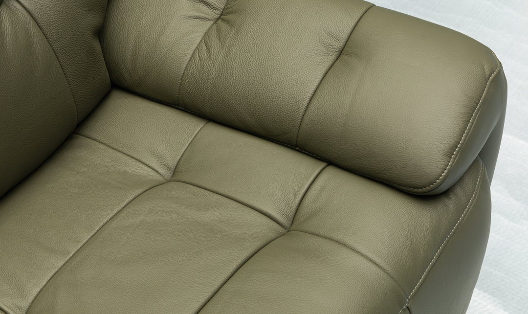 Klaussner Rovello Leather Power Recliner Chair In Olive Green