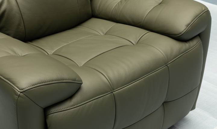 Klaussner Rovello Leather Power Recliner Chair In Olive Green