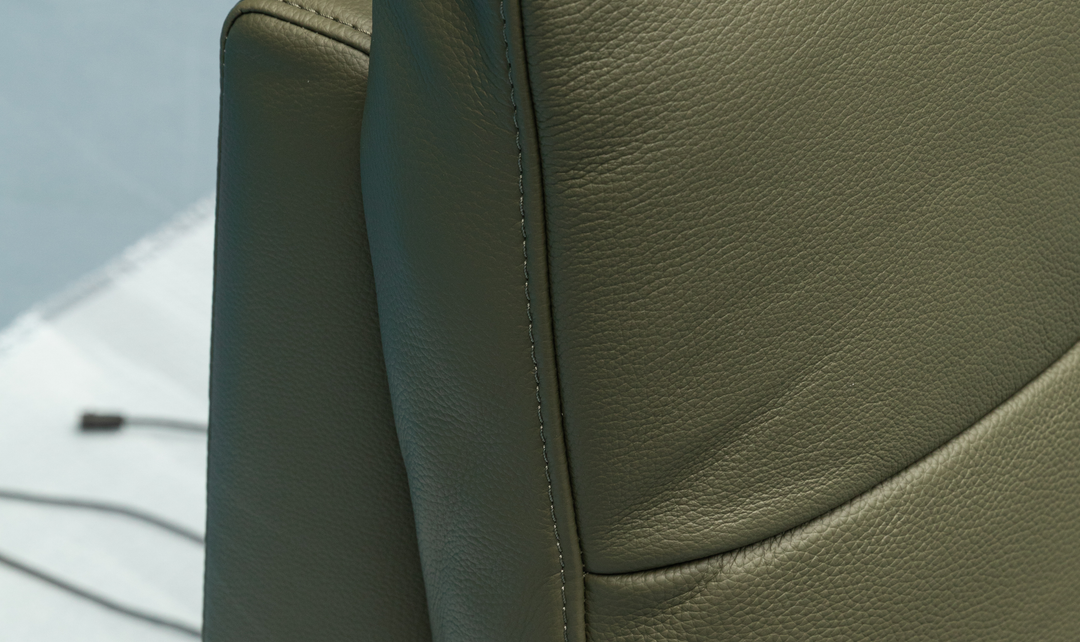 Klaussner Rovello Leather Power Recliner Chair In Olive Green
